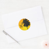 Palm Tree Sunset Wedding Stickers mit Monogram (Umschlag)