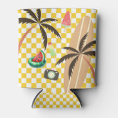 Palm Tree Surfboard Checkered Summer Dosenkühler (Vorderseite)