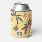 Palm Tree Surfboard Checkered Summer Dosenkühler (Kanne Rückseite)