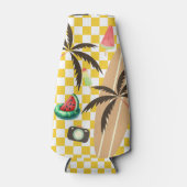 Palm Tree Surfboard Checkered Summer Flaschenkühler (Vorderseite)