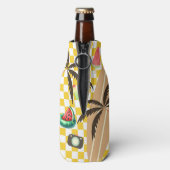 Palm Tree Surfboard Checkered Summer Flaschenkühler (Flasche Rückseite)
