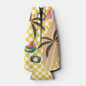 Palm Tree Surfboard Checkered Summer Flaschenkühler (Rückseite)