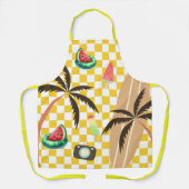 Palm Tree Surfboard Checkered Summer Schürze (Vorderseite)