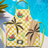 Palm Tree Surfboard Checkered Summer Schürze