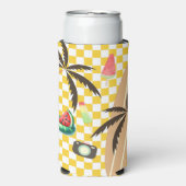 Palm Tree Surfboard Checkered Summer Selters Dosenkühler (Seltzer Vorderseite)