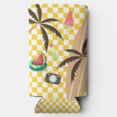Palm Tree Surfboard Checkered Summer Selters Dosenkühler (Rückseite)