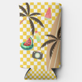 Palm Tree Surfboard Checkered Summer Selters Dosenkühler (Vorderseite)