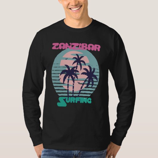 Palm tree Surfing Zanzibar Beach Vacation Island S T-Shirt (Vorderseite)