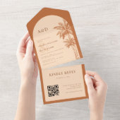 Palm Tree Terracotta QR Code Alles in einer Hochze All In One Einladung (Abreißen)