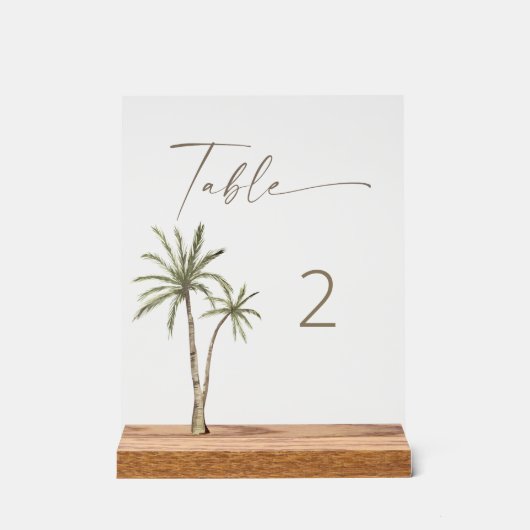 Palm Tree Tischnummer Akryllisches Zeichen Acrylschild (Vorderseite)