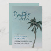 Palm Tree Tropical Beach Birthday Party Einladung (Vorne/Hinten)
