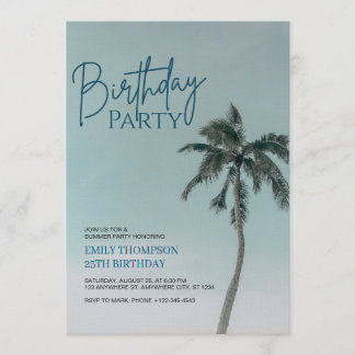 Palm Tree Tropical Beach Birthday Party  Einladung