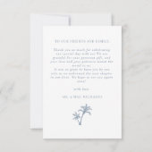 Palm Tree Tropical Beach Dusty Blue Wedding Dankeskarte (Rückseite)