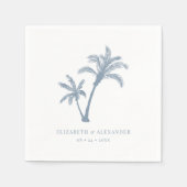 Palm Tree Tropical Beach Dusty Blue Wedding Serviette (Vorderseite)