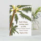 Palm Tree Tropical Beach Hochzeit in Urlaubsort Einladung (Stehend Vorderseite)