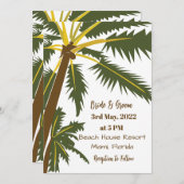 Palm Tree Tropical Beach Hochzeit in Urlaubsort Einladung (Vorne/Hinten)