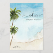 Palm Tree Tropical Beach Hochzeit in Urlaubsort Hinweiskarte (Vorderseite)
