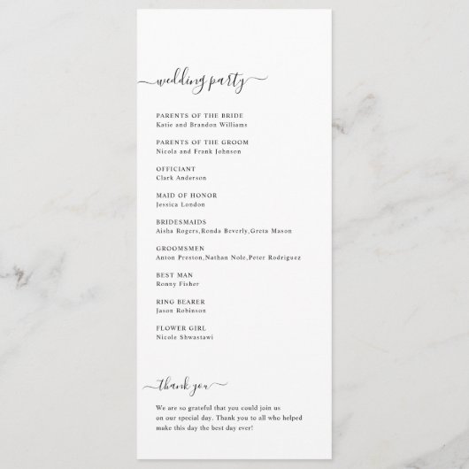 Palm Tree Tropical Beach Hochzeit in Urlaubsort Programm (Rückseite)