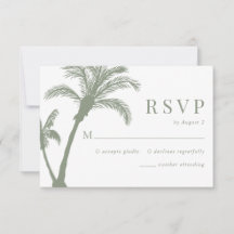 Palm Tree Tropical Beach Sage Green Wedding
