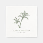 Palm Tree Tropical Beach Sage Green Wedding Serviette (Vorderseite)