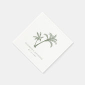 Palm Tree Tropical Beach Sage Green Wedding Serviette (Ecke)