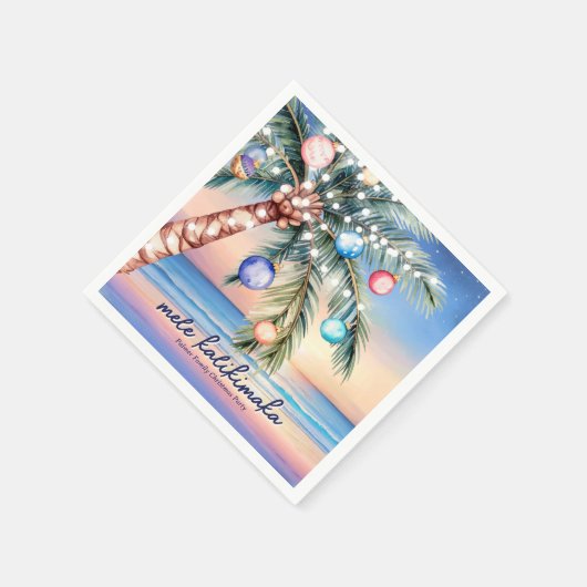 Palm Tree Tropical Beach Sonnenuntergang Weihnacht Serviette (Ecke)