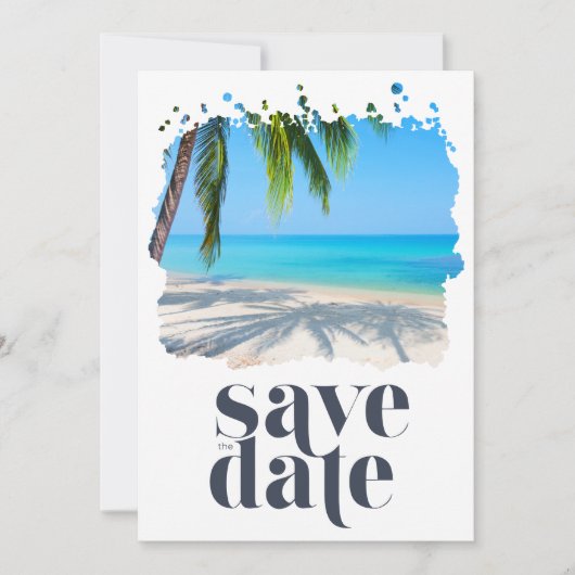Palm Tree Tropical Beach Wedding Digital Save The Date (Vorderseite)