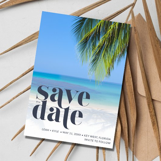 Palm Tree Tropical Beach Wedding Digital Save The Date