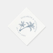 Palm Tree Tropical Beach Wedding Dusty Blue Serviette (Ecke)