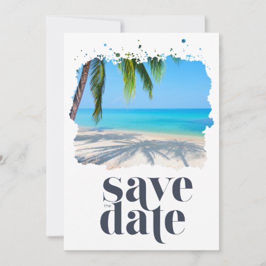 Palm Tree Tropical Beach Wedding Save The Date (Vorderseite)