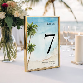 Palm Tree Tropical Beach Wedding Tischnummer
