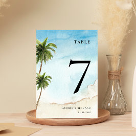 Palm Tree Tropical Beach Wedding Tischnummer