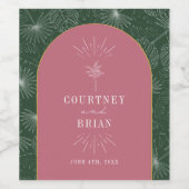 Palm Tree Tropical Beach Wedding Weinetikett (Einzelnes Label)