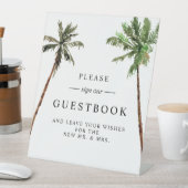Palm Tree Tropical Boho Minimal Wedding Guestbook Sockelschild (In Situ)