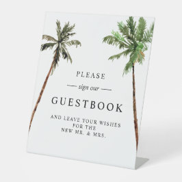 Palm Tree Tropical Boho Minimal Wedding Guestbook Sockelschild