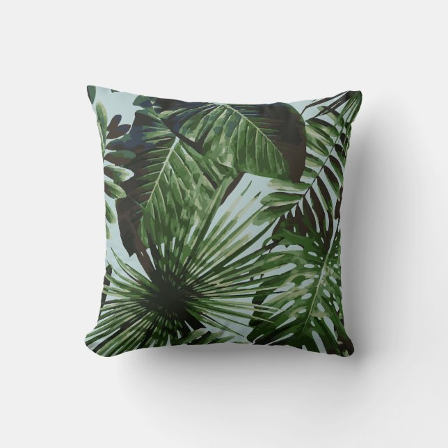 Palm Tree Tropical Cushion Blue Kissen (Vorderseite)