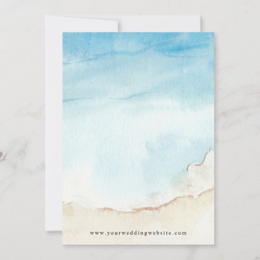 Palm Tree Tropical Destination Ocean Beach Hochzei Save The Date (Rückseite)