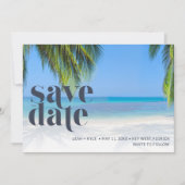 Palm Tree Tropical Foto Beach Hochzeit Save The Date (Vorderseite)
