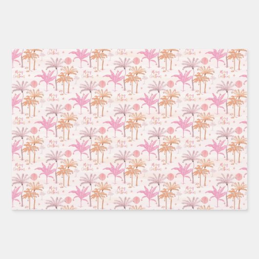 Palm Tree Tropical Frohe Weihnachtsmuster Geschenkpapier Set (Vorderseite)