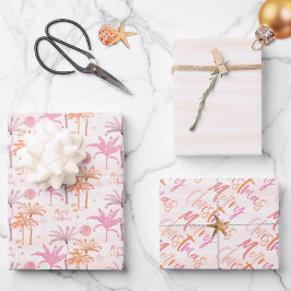 Palm Tree Tropical Frohe Weihnachtsmuster Geschenkpapier Set