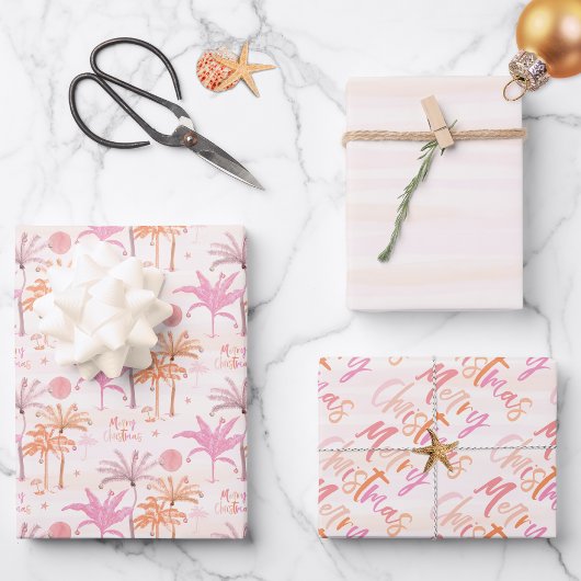 Palm Tree Tropical Frohe Weihnachtsmuster Geschenkpapier Set