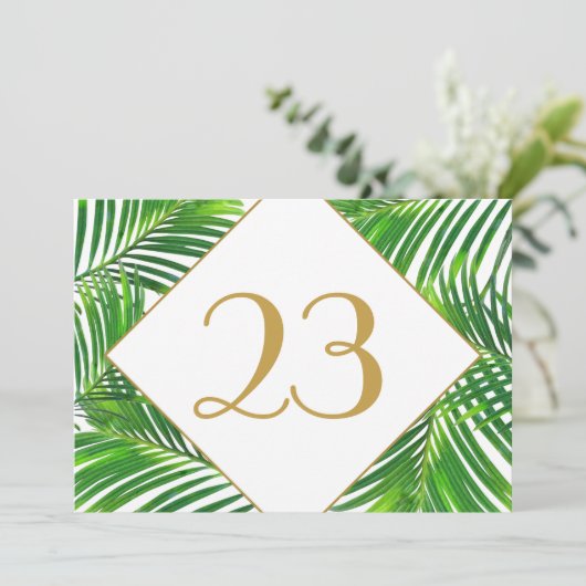 Palm Tree Tropical Greenerity Beach Tischnummern (Stehend Vorderseite)