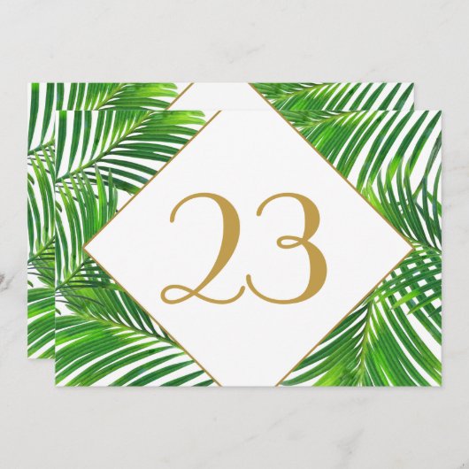 Palm Tree Tropical Greenerity Beach Tischnummern (Vorne/Hinten)
