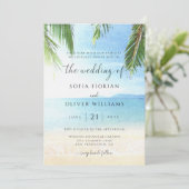 Palm Tree Tropical Island Beach Einladung zur Hoch (Stehend Vorderseite)