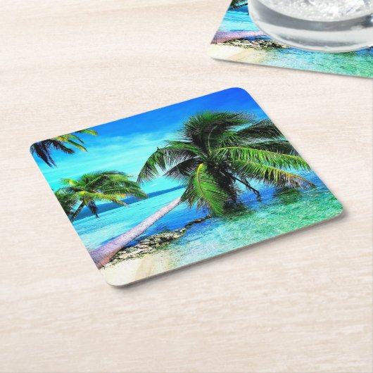 Palm Tree Tropical Island Beach Rechteckiger Pappuntersetzer (angewinkelt)