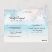 Palm Tree Tropical Island Beach Wedding RSVP Card Postkarte (Rückseite)