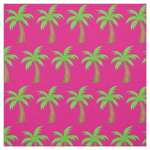 Palm Tree Tropical Island Hot Pink Green Beach Fun Stoff