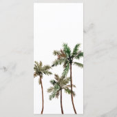 Palm Tree Tropical Island Minimal Beach Hochzeit Menükarte (Rückseite)