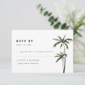 Palm Tree Tropical Island Minimal Beach Hochzeit RSVP Karte (Stehend Vorderseite)
