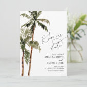 Palm Tree Tropical Island Minimal Beach Rett The D Einladung (Stehend Vorderseite)